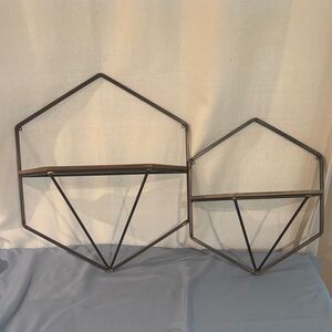 Geometric Metal Wall Shelves in Bronze - Home Wall Decor